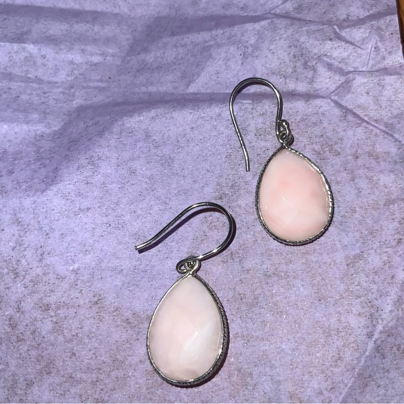 NIB JTV Pink Peruvian Opal Dangle Teardrop 925 Earrings - Picture 3 of 5